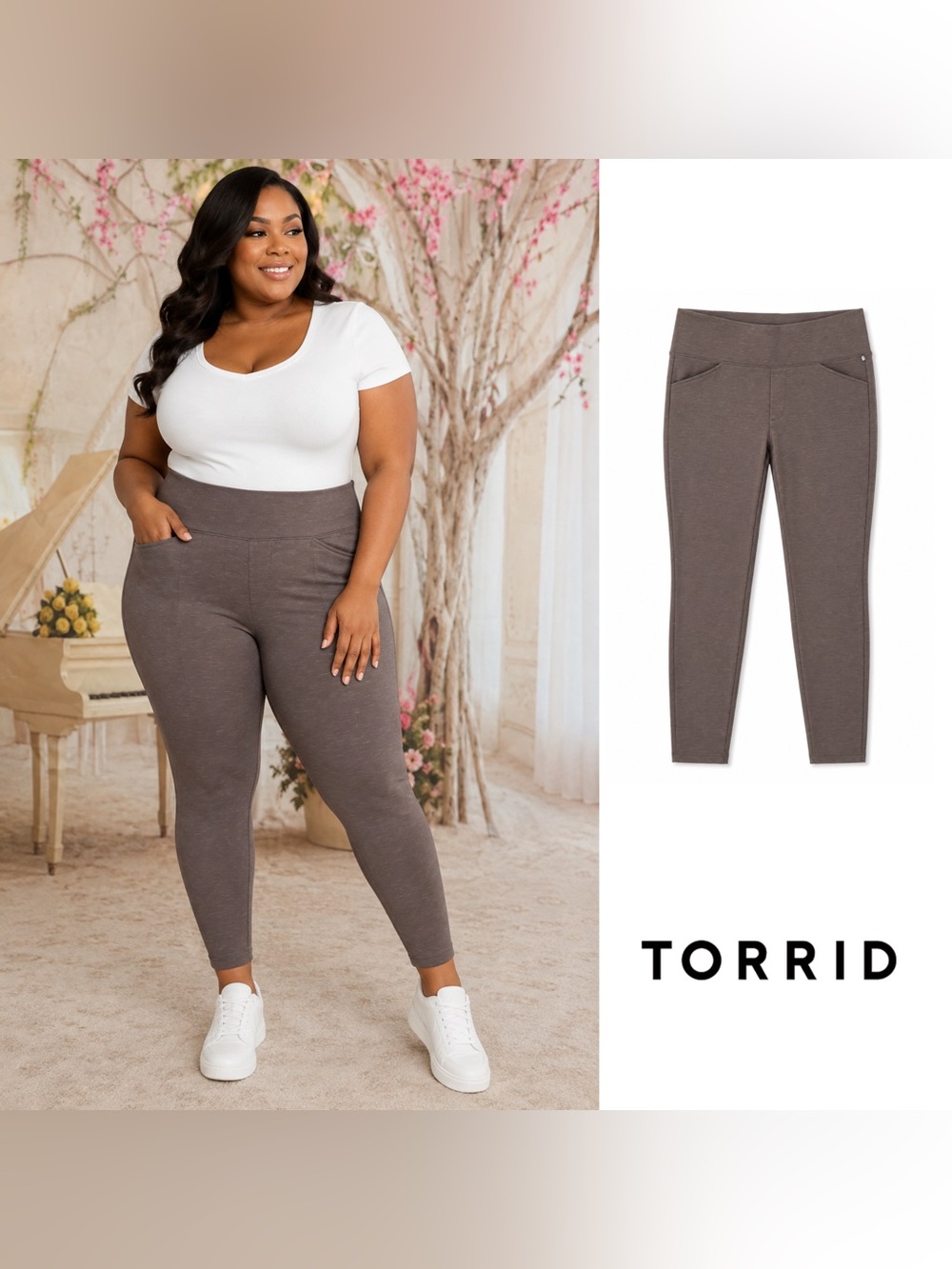 NEW Torrid Plus Size High-Rise Leggings in Brown Taupe